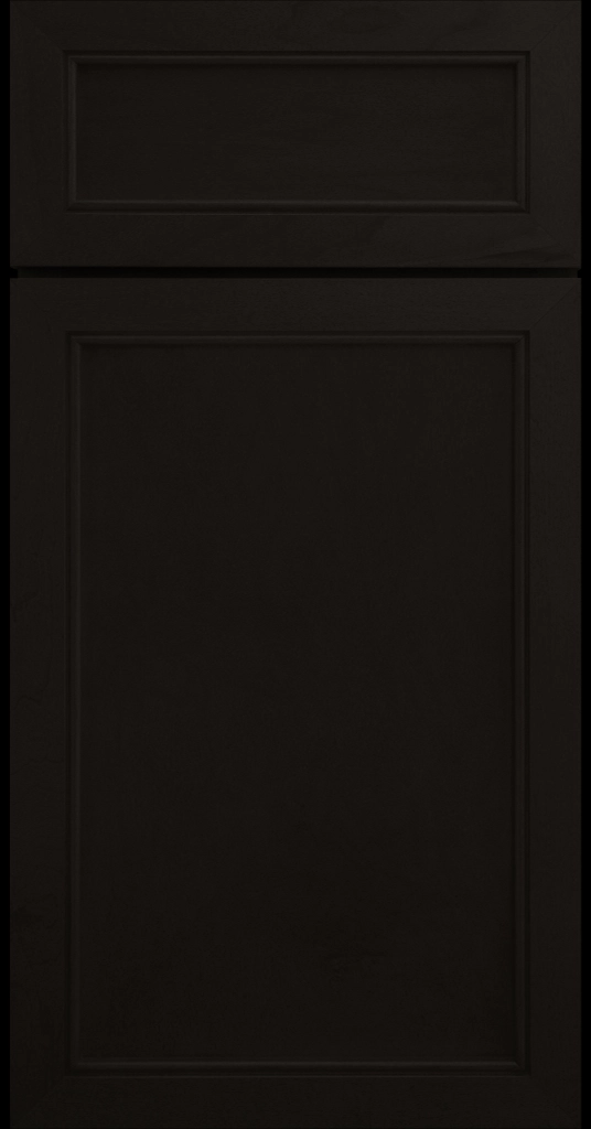 Alpine Slim narrow stile and rail cabinet door with a flat center panel in a Onyx stain